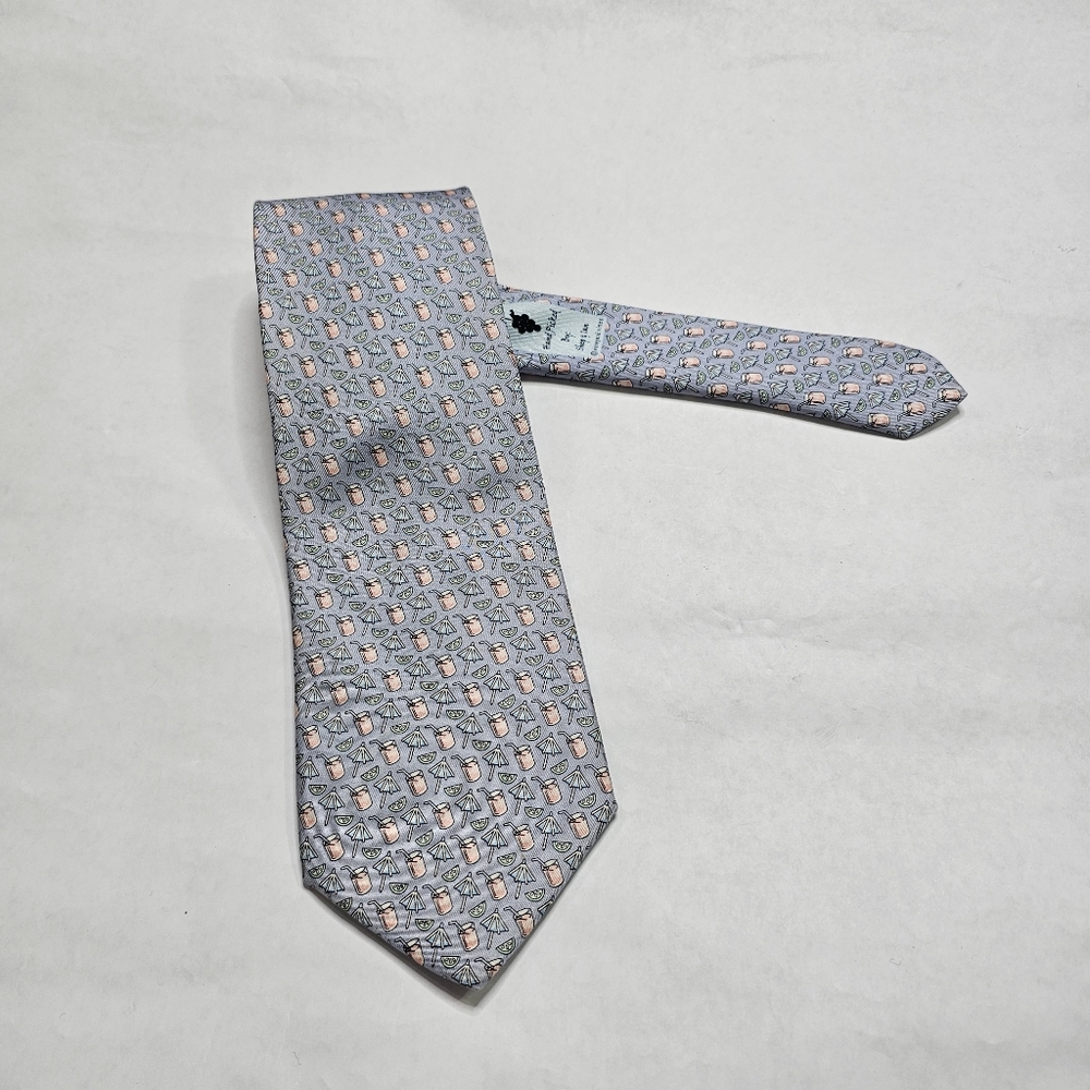 Vineyard Vines Tie Cocktails And Umbrellas Blue Pink Vacation Silk